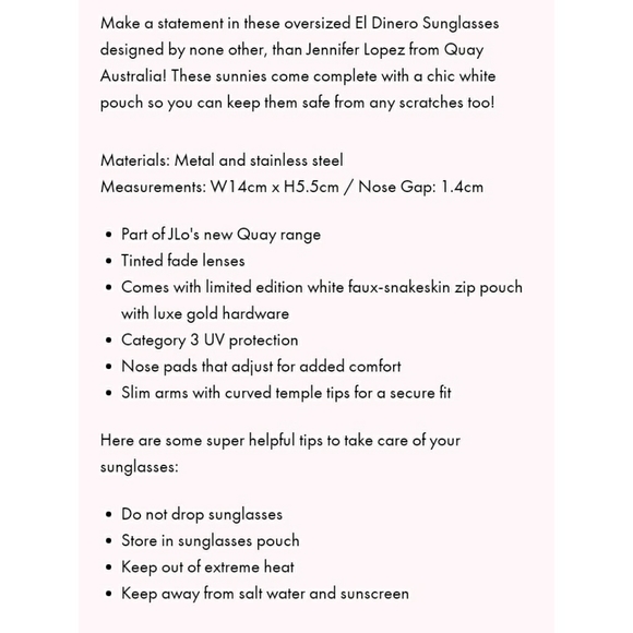 NWT Quay JLO EL DINERO AVIATORS SUNGLASSES… - Picture 5 of 11